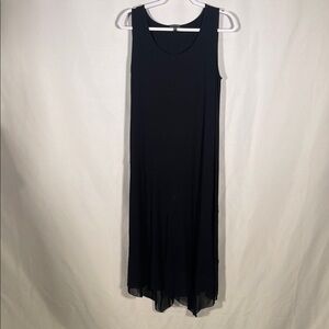 EILEEN FISHER WOMENS BLACK FLOWY RAYON ASSYMETRICAL MAXI DRESS MEDIUM